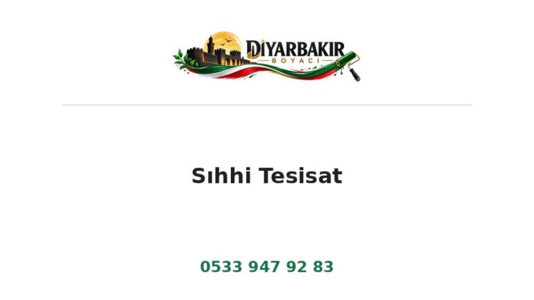 Sıhhi Tesisat – Diyarbakır Boyacı Ustası